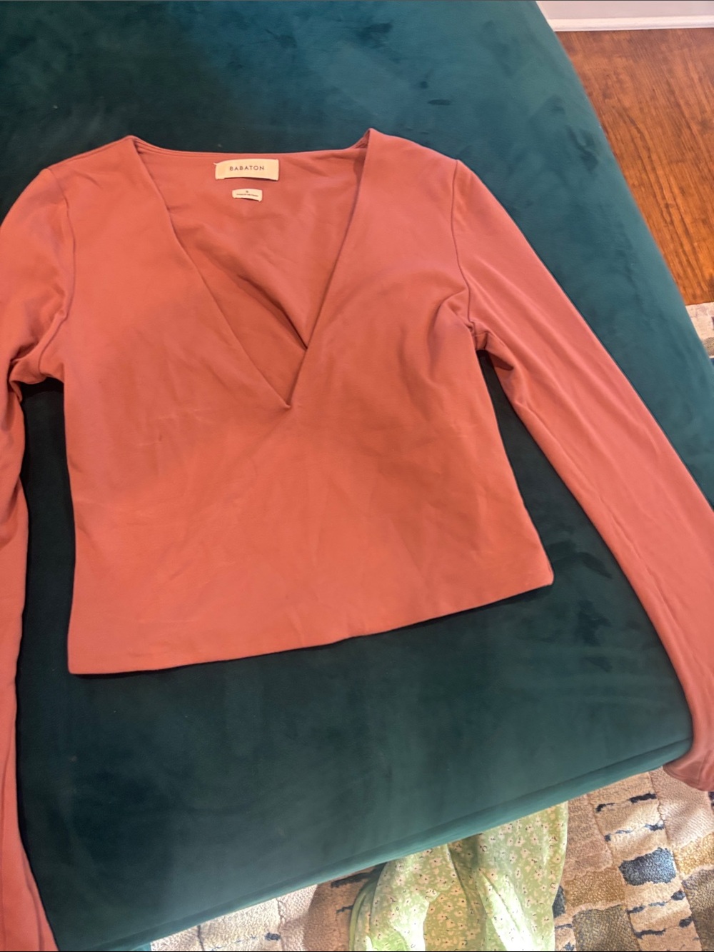 Babaton Dusty Rose Long-Sleeve V-Neck Top